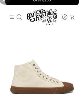 P.F. Flyers Cream High-Top Canvas Sneakers with Brown Sole